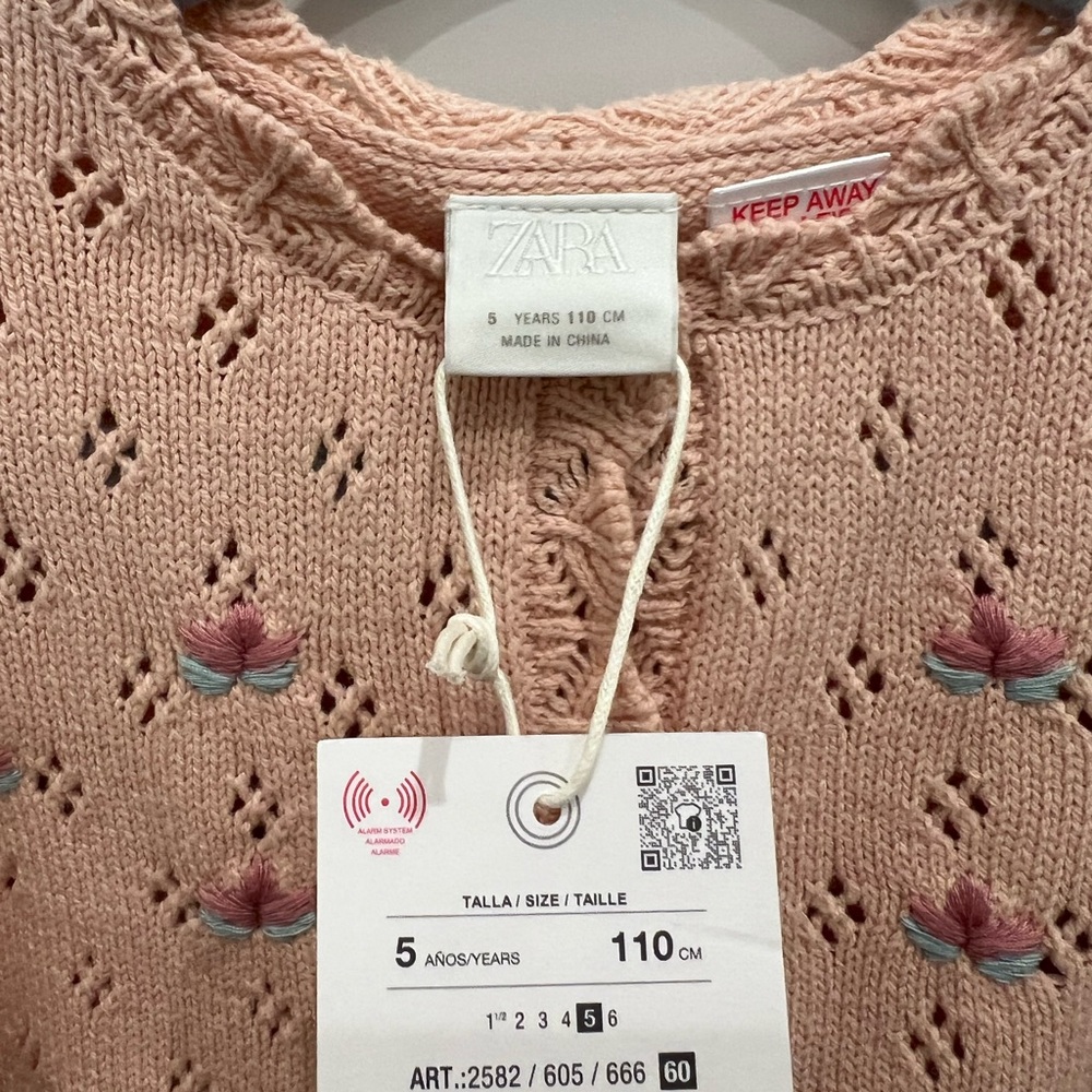 Zara Blush Knit Cardigan with Floral Embroidery - Picture 6 of 8